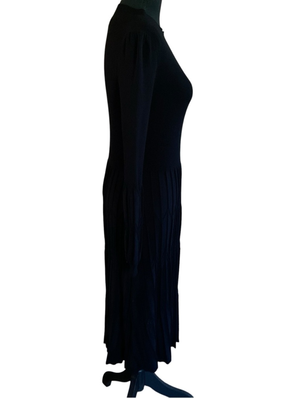 Draper James RSVP Black Pleated Sweater Dress Long Sleeve Size Small NWT - Picture 6 of 11